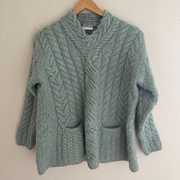 CARRAIG DONN Mint Green 100% Merino Wool Irish Sweater: NWOT! XL (Runs SMALL) - Picture 1 of 8